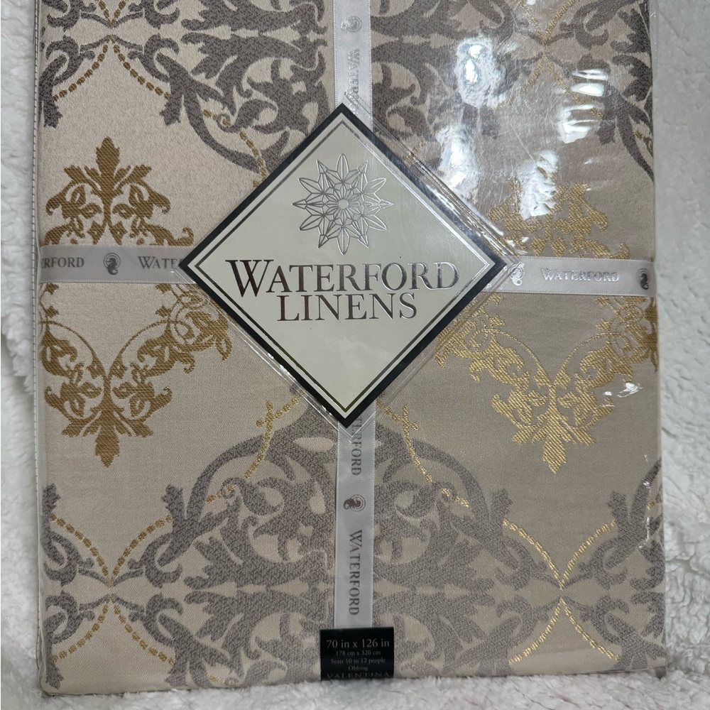 Valentina Gold and Gray Tablecloth